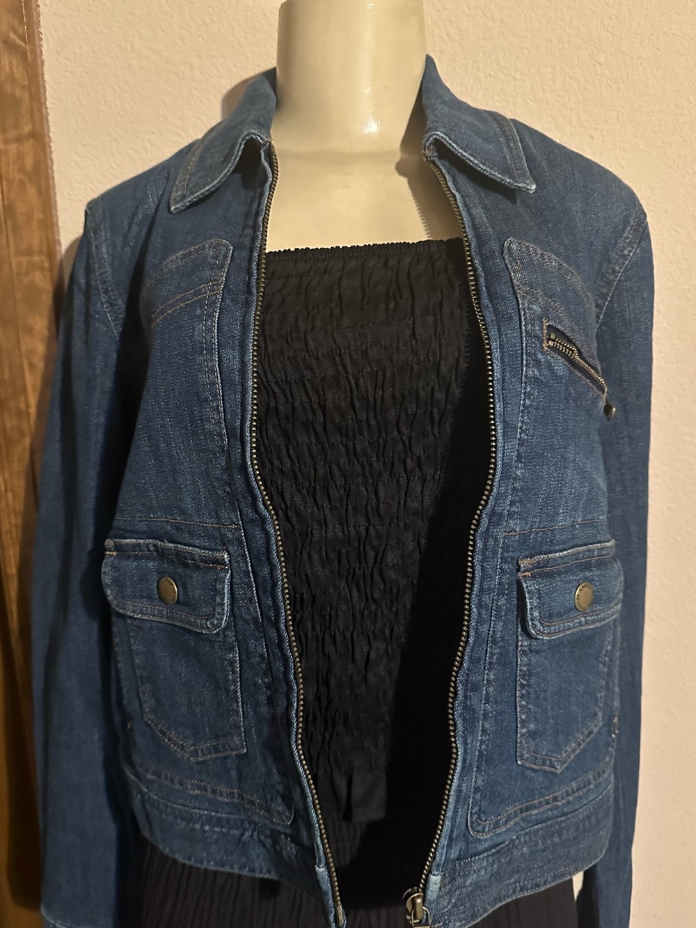 Ralph Lauren Medium Blue Denim Jacket - Women's Zip Front